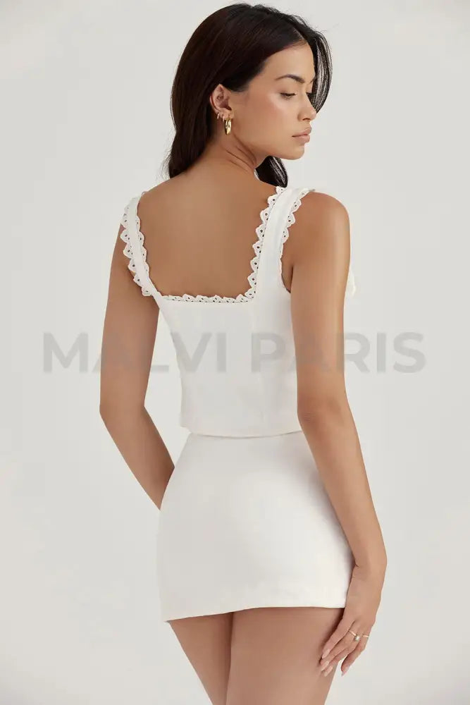 AMBER WHITE LACE TRIM TOP - White - MALVI PARISMALVI PARIS