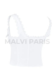 AMBER WHITE LACE TRIM TOP - White - MALVI PARISMALVI PARIS