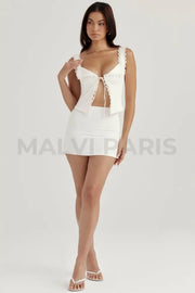 AMBER WHITE LACE TRIM TOP - White - MALVI PARISMALVI PARIS