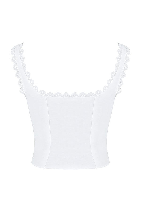 AMBER WHITE LACE TRIM TOP - White