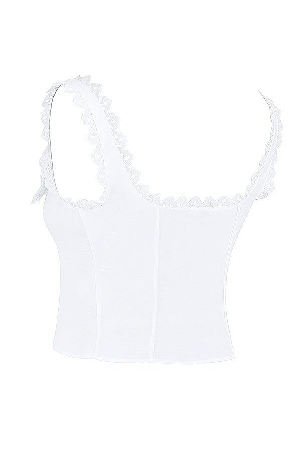 AMBER WHITE LACE TRIM TOP - White