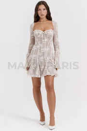 ANALISSA VINTAGE CREAM LACE CORSET MINI DRESS - Beige - MALVI PARISMALVI PARIS