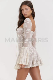 ANALISSA VINTAGE CREAM LACE CORSET MINI DRESS - Beige - MALVI PARISMALVI PARIS