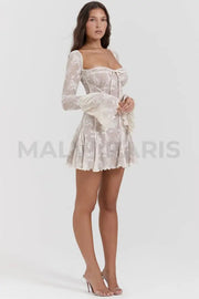 ANALISSA VINTAGE CREAM LACE CORSET MINI DRESS - Beige - MALVI PARISMALVI PARIS