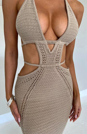 Arabella knitted cut out Maxi Dress - Beige - MALVI PARISMALVI PARIS