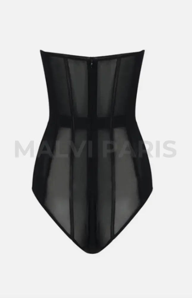 AURA Spliced Mesh UNDERWIRED CORSET Bodysuit - Black - MALVI PARISMALVI PARIS