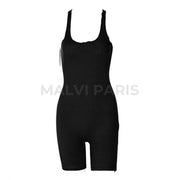 BEYONCE PRO ROMPER BIKER SHORTS BODYSUIT - Black - MALVI PARISMALVI PARIS