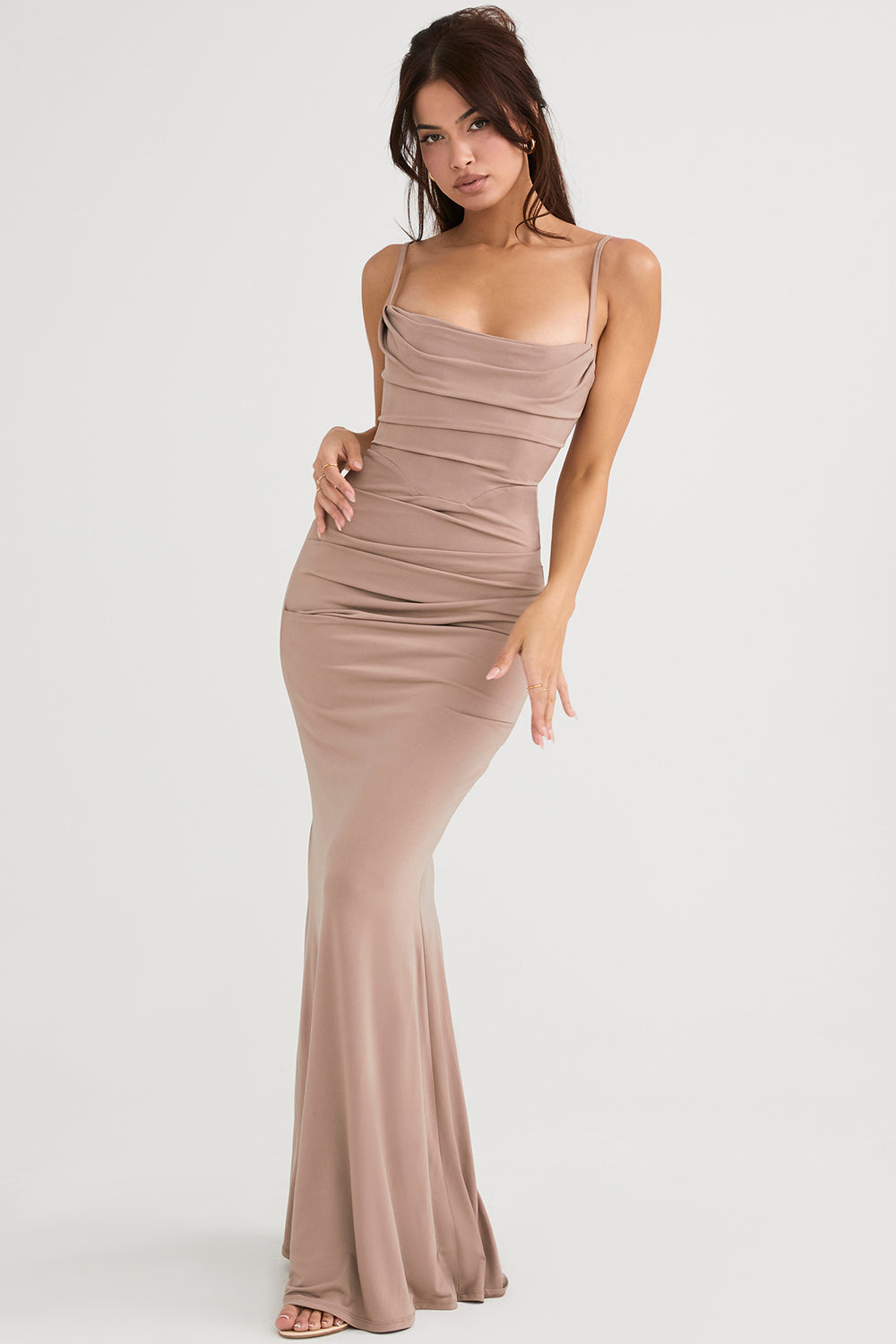 MILENA CORSET MAXI DRESS - Beige