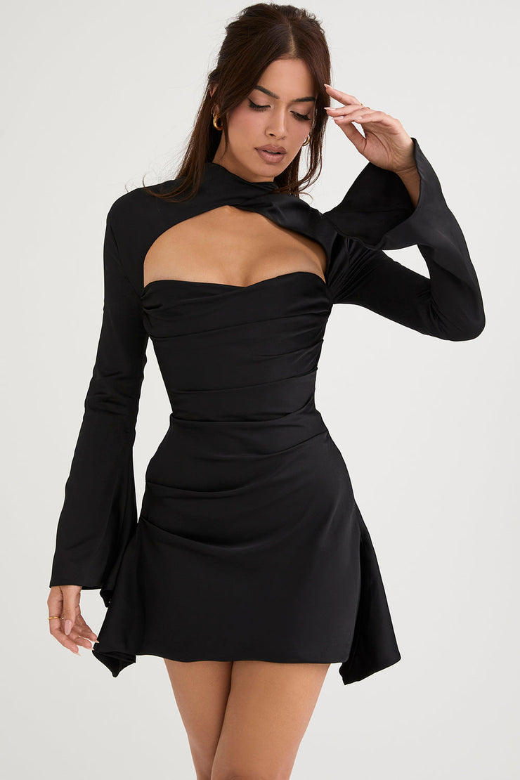 Toira Black Draped Corset Mini Dress - Black