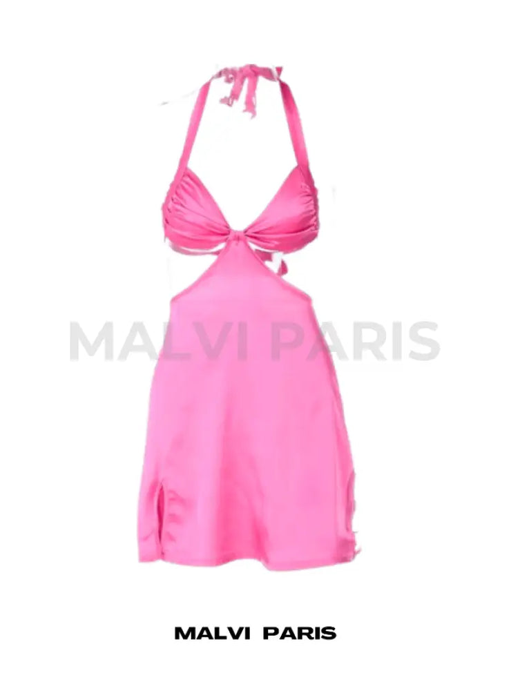 CAPRI HALTER NECK CUT OUT BANDAGE MINI DRESS - Hot Pink - MALVI PARISMALVI PARIS