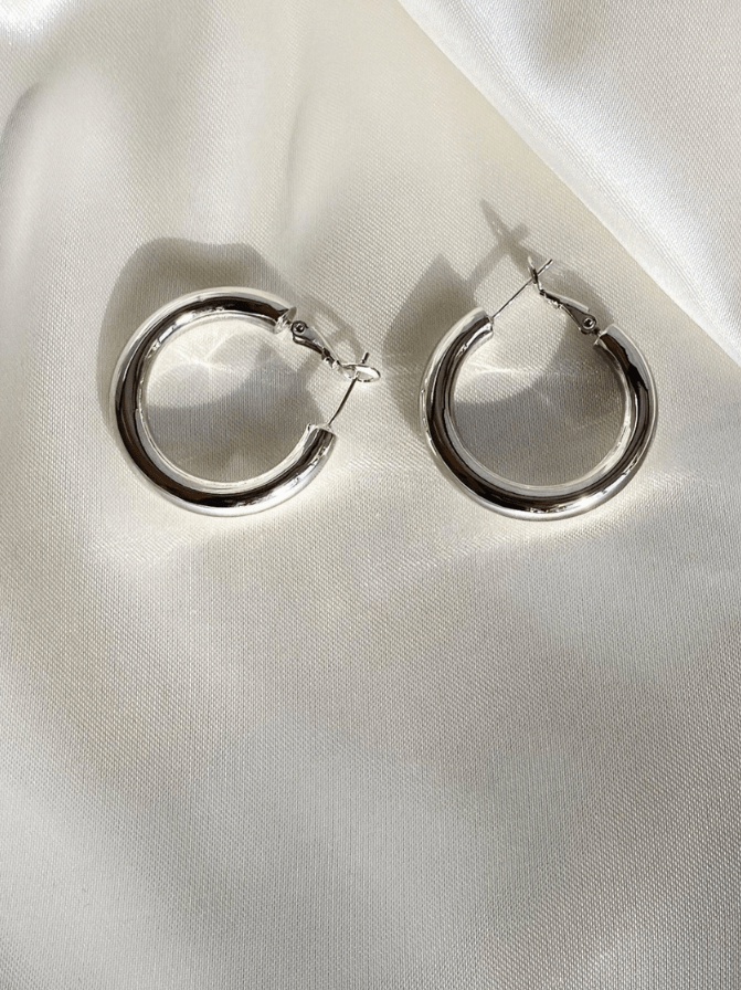 CARDI HOOP EARRINGS 925 STERLING - Silver