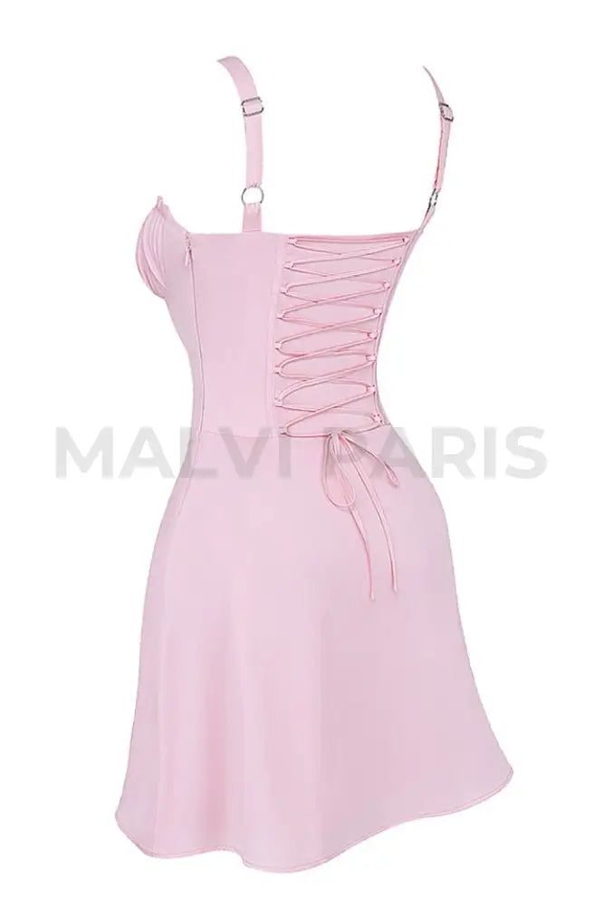 CARLOTTA BABY PINK CORSET MINI DRESS - Light Pink - MALVI PARISMALVI PARIS