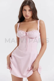 CARLOTTA BABY PINK CORSET MINI DRESS - Light Pink - MALVI PARISMALVI PARIS