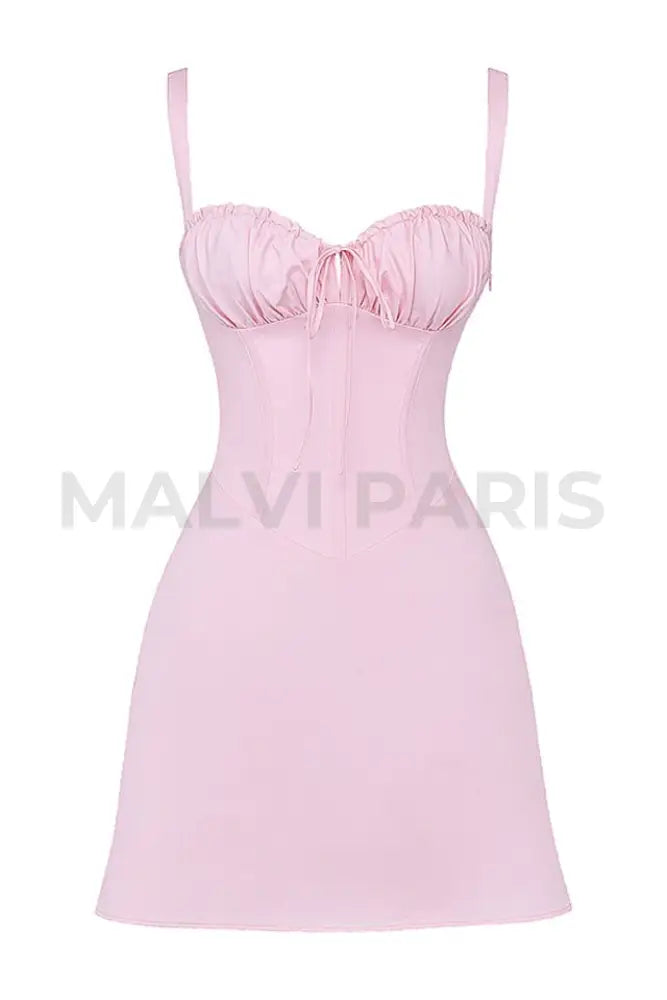 CARLOTTA BABY PINK CORSET MINI DRESS - Light Pink - MALVI PARISMALVI PARIS