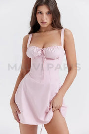 CARLOTTA BABY PINK CORSET MINI DRESS - Light Pink - MALVI PARISMALVI PARIS