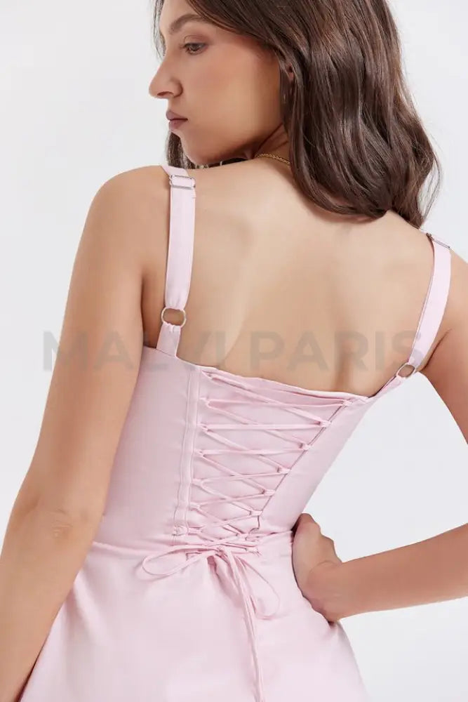 CARLOTTA BABY PINK CORSET MINI DRESS - Light Pink - MALVI PARISMALVI PARIS