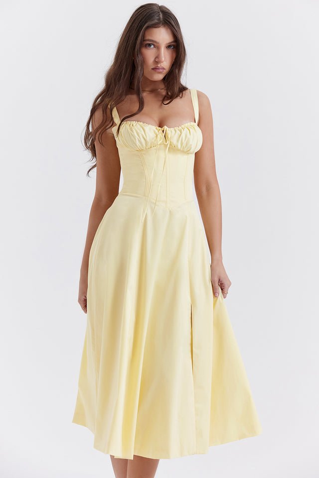 CARMEN BUTTERCUP  BUSTIER MIDI DRESS  - Yellow