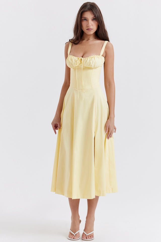 CARMEN BUTTERCUP  BUSTIER MIDI DRESS  - Yellow