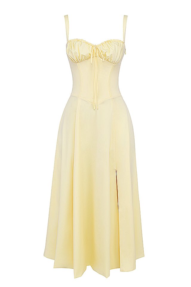 CARMEN BUTTERCUP  BUSTIER MIDI DRESS  - Yellow