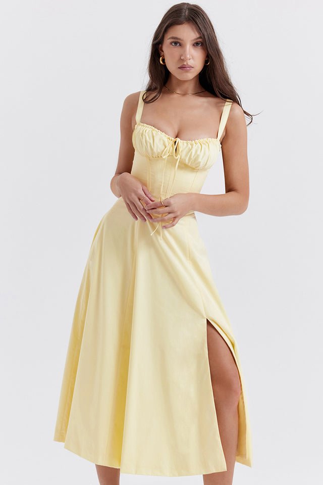 CARMEN BUTTERCUP  BUSTIER MIDI DRESS  - Yellow