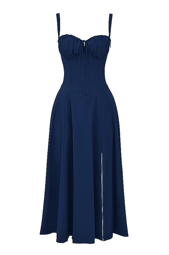 CARMEN FRENCH NAVY  BUSTIER MIDI DRESS  - Dark Blue