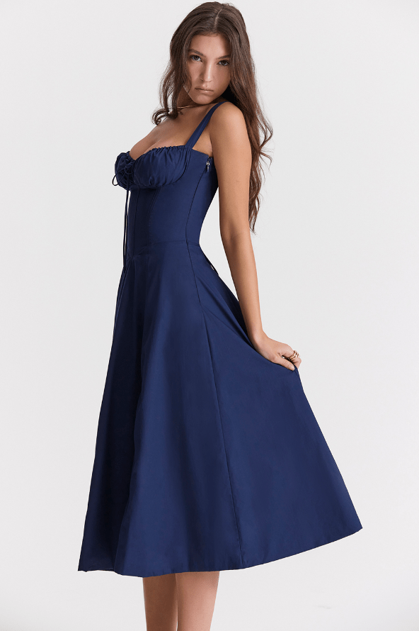 CARMEN FRENCH NAVY  BUSTIER MIDI DRESS  - Dark Blue