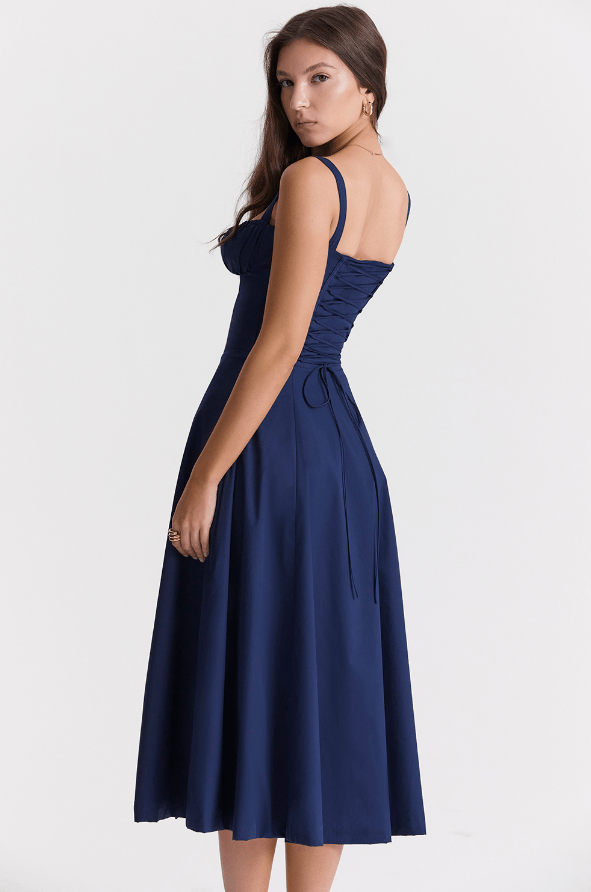 CARMEN FRENCH NAVY  BUSTIER MIDI DRESS  - Dark Blue