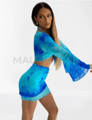 CAROLINA TIE DYE MINI SKIRT SETS - Blue - MALVI PARISMALVI PARIS