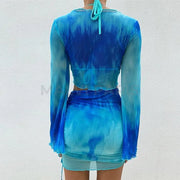 CAROLINA TIE DYE MINI SKIRT SETS - Blue - MALVI PARISMALVI PARIS