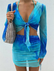 CAROLINA TIE DYE MINI SKIRT SETS - Blue - MALVI PARISMALVI PARIS