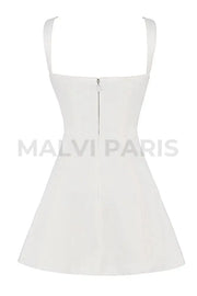 CASSANDRA IVORY SATIN AND LACE MINI DRESS - white - MALVI PARISMALVI PARIS