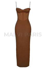 CHARMAINE CHOCOLATE Corset Maxi Dress - Brown - MALVI PARISMALVI PARIS