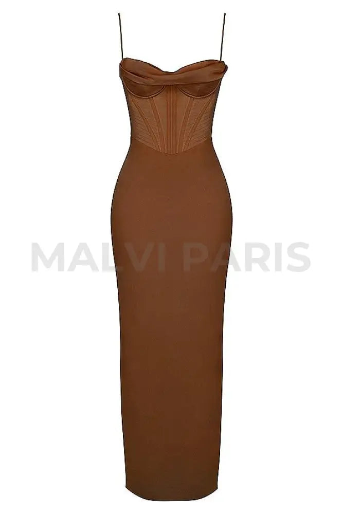 CHARMAINE CHOCOLATE Corset Maxi Dress - Brown - MALVI PARISMALVI PARIS