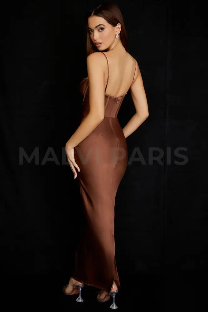 CHARMAINE CHOCOLATE Corset Maxi Dress - Brown - MALVI PARISMALVI PARIS