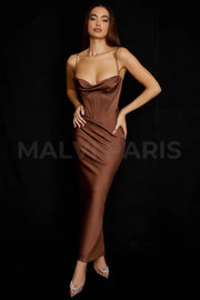 CHARMAINE CHOCOLATE Corset Maxi Dress - Brown - MALVI PARISMALVI PARIS