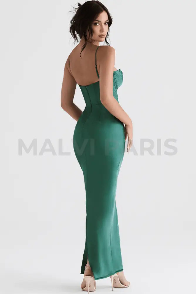 CHARMAINE FOREST CORSET MAXI DRESS - Dark green - MALVI PARISMALVI PARIS