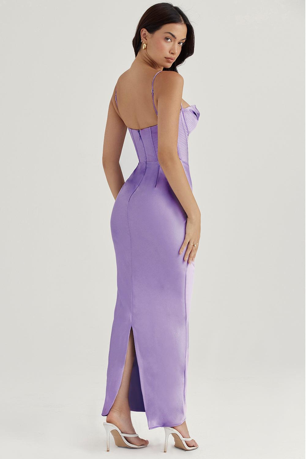 CHARMAINE LAVENDER CORSET MAXI DRESS - Purple