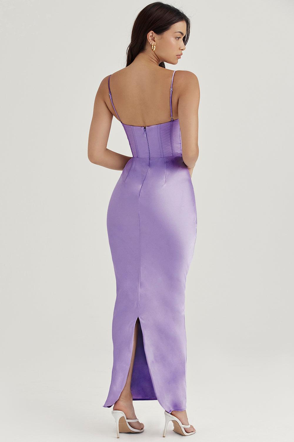 CHARMAINE LAVENDER CORSET MAXI DRESS - Purple