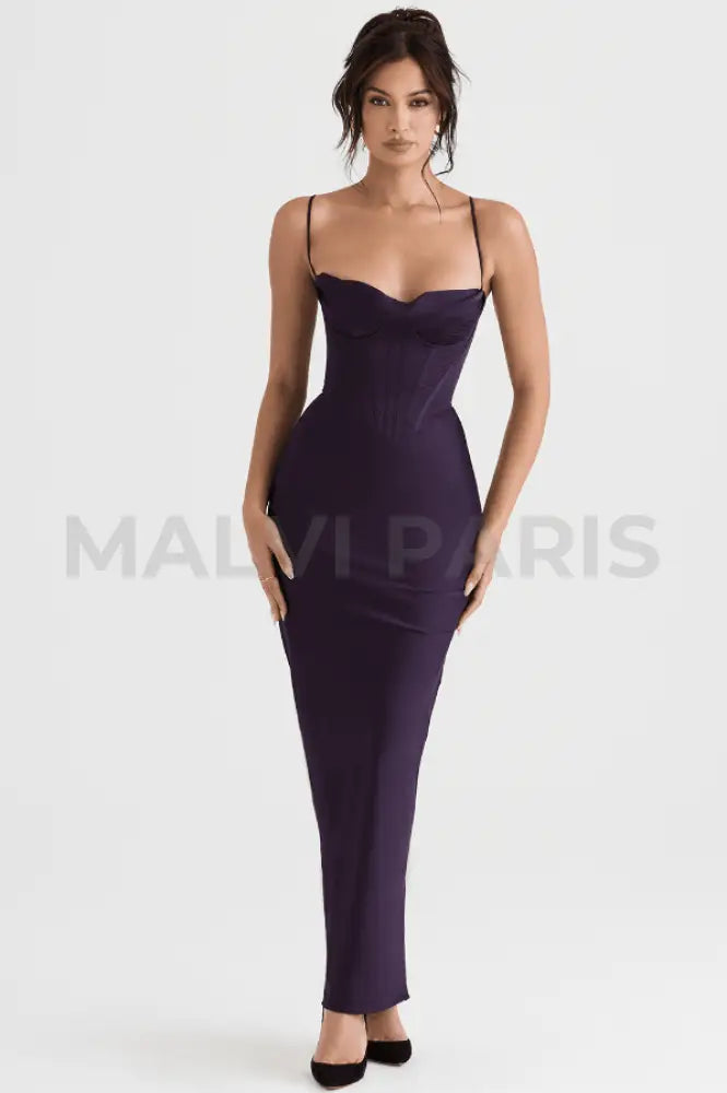 CHARMAINE NIGHT SHADE CORSET MAXI DRESS - Dark purple - MALVI PARISMALVI PARIS