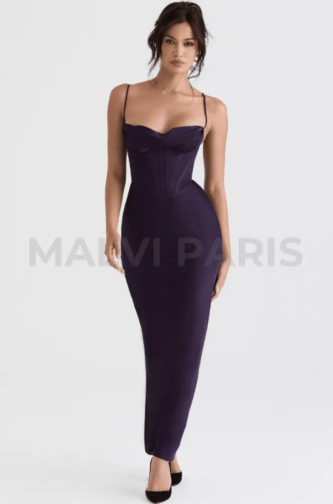 CHARMAINE NIGHT SHADE CORSET MAXI DRESS - Dark purple - MALVI PARISMALVI PARIS