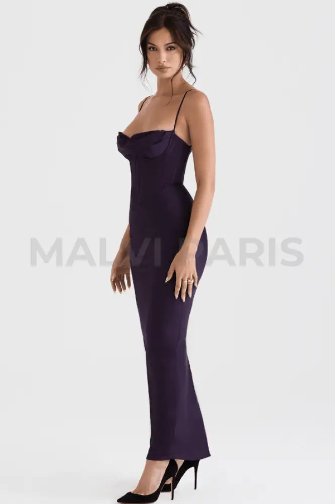 CHARMAINE NIGHT SHADE CORSET MAXI DRESS - Dark purple - MALVI PARISMALVI PARIS