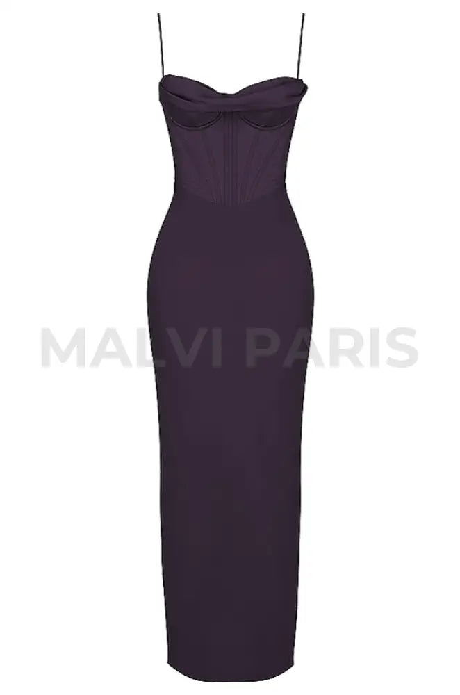 CHARMAINE NIGHT SHADE CORSET MAXI DRESS - Dark purple - MALVI PARISMALVI PARIS