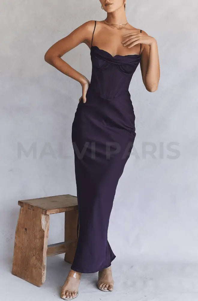 CHARMAINE NIGHT SHADE CORSET MAXI DRESS - Dark purple - MALVI PARISMALVI PARIS