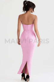 CHARMAINE PINK CORSET MAXI DRESS - Pink - MALVI PARISMALVI PARIS