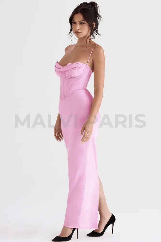 CHARMAINE PINK CORSET MAXI DRESS - Pink - MALVI PARISMALVI PARIS