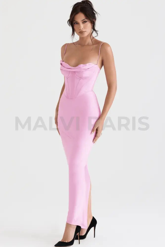 CHARMAINE PINK CORSET MAXI DRESS - Pink - MALVI PARISMALVI PARIS