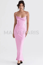 CHARMAINE PINK CORSET MAXI DRESS - Pink - MALVI PARISMALVI PARIS