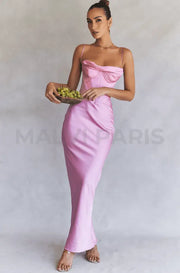 CHARMAINE PINK CORSET MAXI DRESS - Pink - MALVI PARISMALVI PARIS