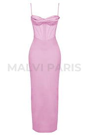 CHARMAINE PINK CORSET MAXI DRESS - Pink - MALVI PARISMALVI PARIS