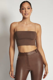 YVES Basic Crop Tank Top - Dark Brown - MALVI PARIS